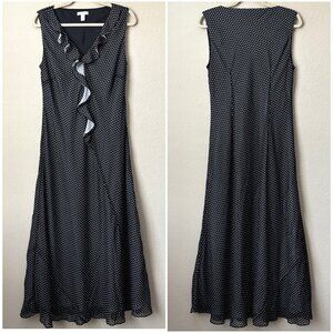 Charter Club 12 Contrasting Polka Dot Print Ruffle Front Maxi Summer Dress